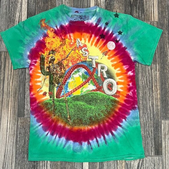 🔥🔥 Travis Scott ASTROWORLD Tie-Dye T-shirt Wish You Were Here Tour Medium - EU - Picture 1 of 9